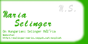 maria selinger business card